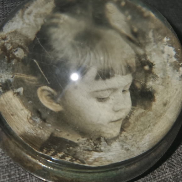 Other - Art Glass Paperweight Vintage Little girl picture